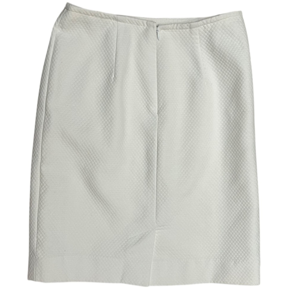 Vintage Diane Von Furstenberg Textured Pencil Skirt Cream Knee Length